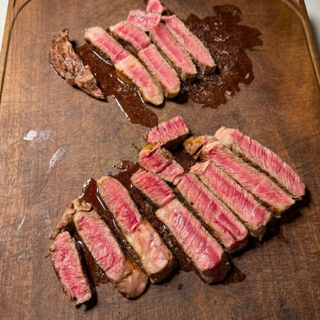 Ribeye (Ojo de Bife) gegrillt und aufgeschnitten - Serviervorschlag